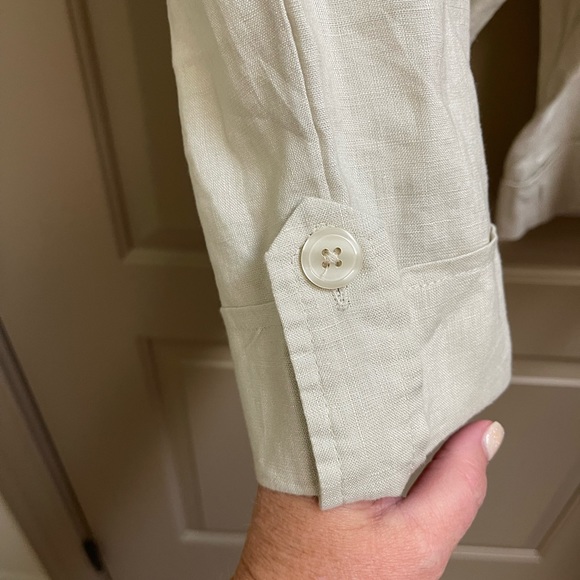 Beige, linen crop pants - Picture 3 of 4